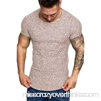 Fashion Mens Summer Slim Fit Plain O-Neck Short Sleeve T-Shirt Solid Tops Khaki B07QB841XC
